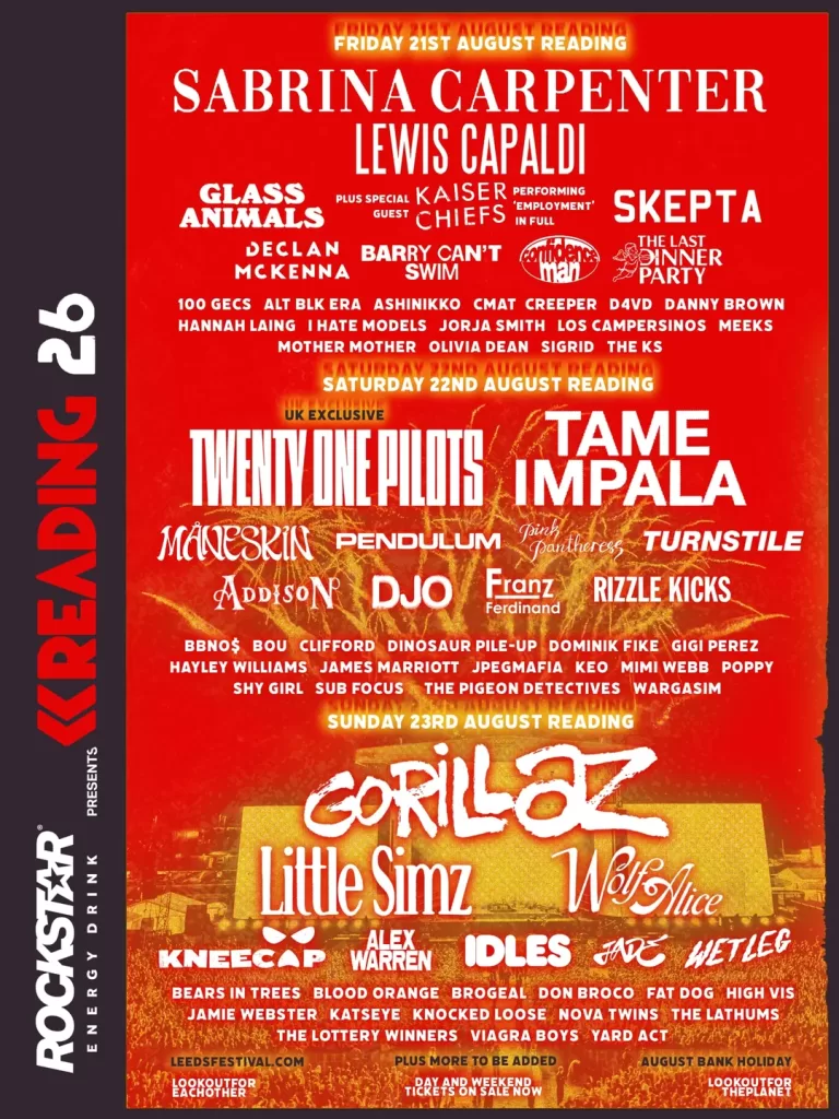 Reading Festival Line up poster